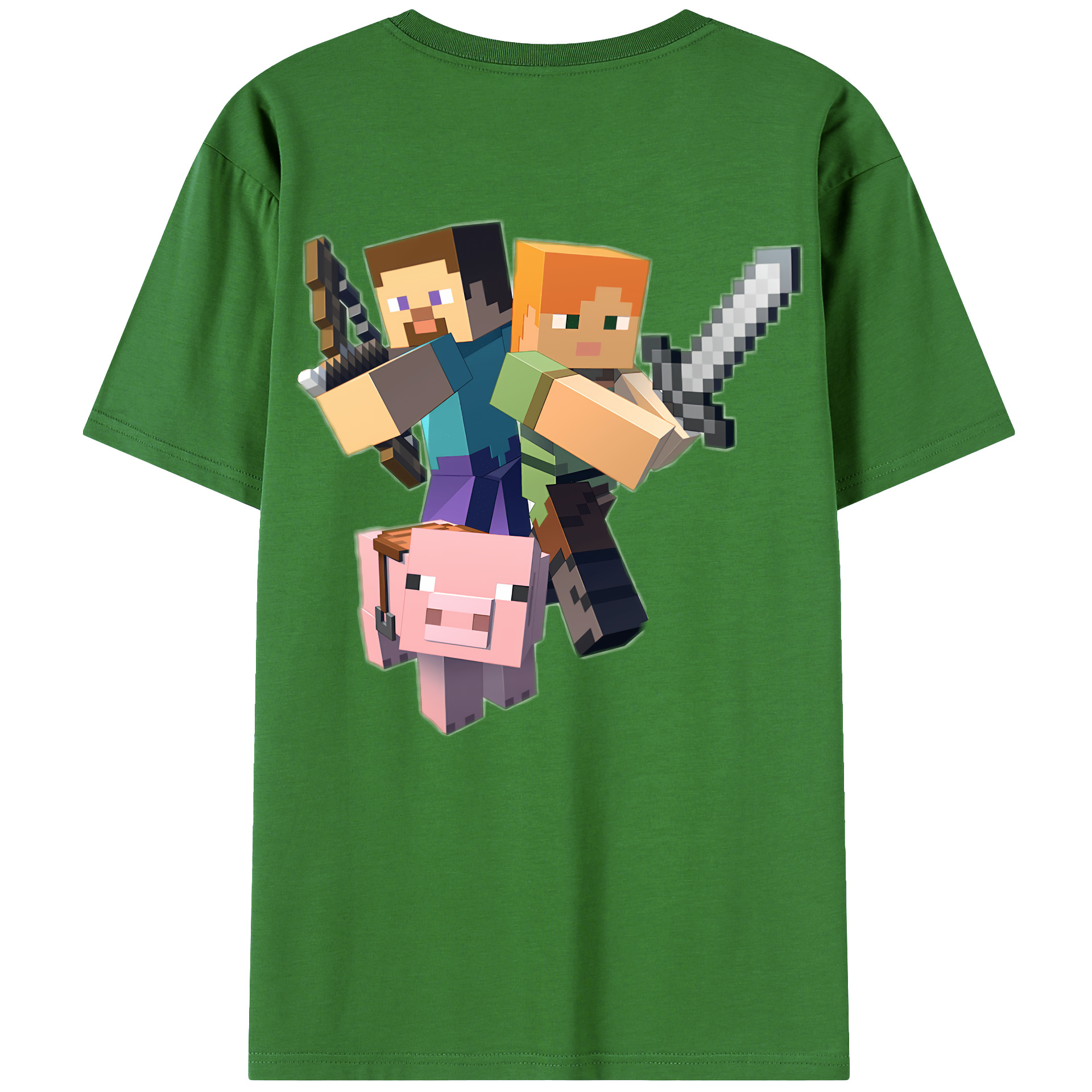 （画像用） マインクラフト ブロックの世界 Minecraft MC Block world レディース半袖Tシャツ(バックプリント)